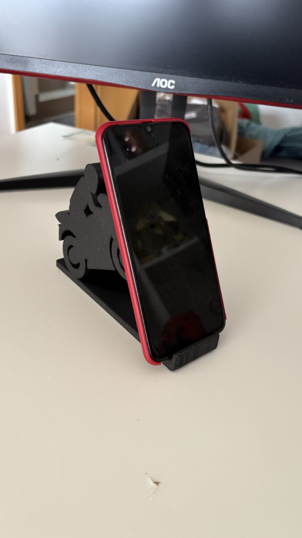 Motorrad Handyhalter von vorne mit Handy in der Halterung