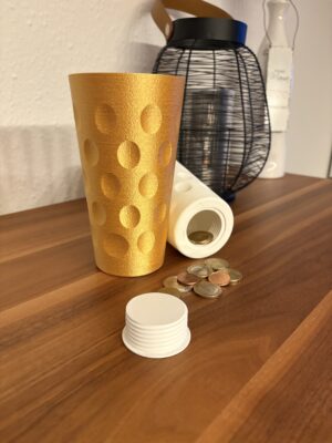 Dubbeglas Spardose Gold und Weiß