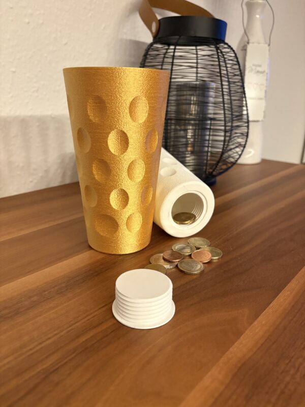 Dubbeglas Spardose Gold und Weiß