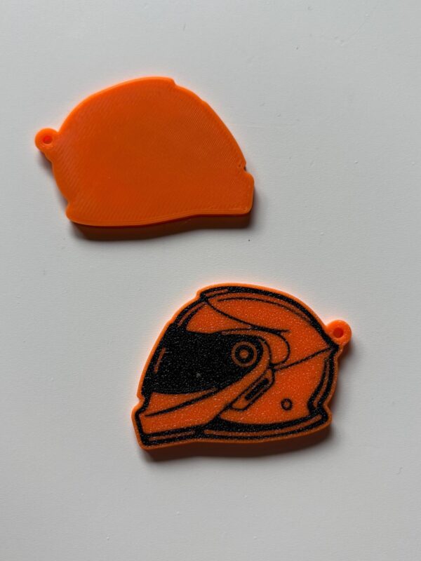 Motorradhelm Schlüsselanhänger Orange Schwarz