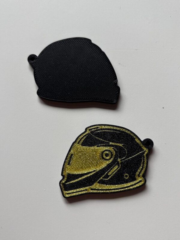 Motorradhelm Schlüsselanhänger Gold Schwarz
