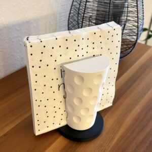 Dubbeglas Serviettenhalter 3D Druck weiß mit schwarzer Basis